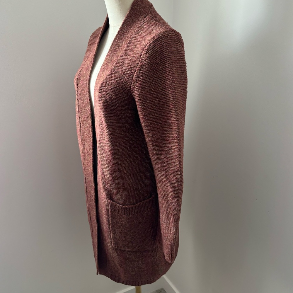 Roots Rust Color Long Open Cotton Cardigan - Picture 3 of 13